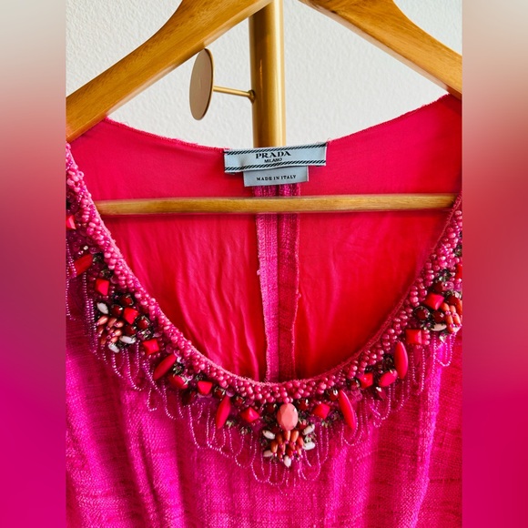 Prada Fuchsia luxury dress with embroidered pearls size S - Picture 2 of 9